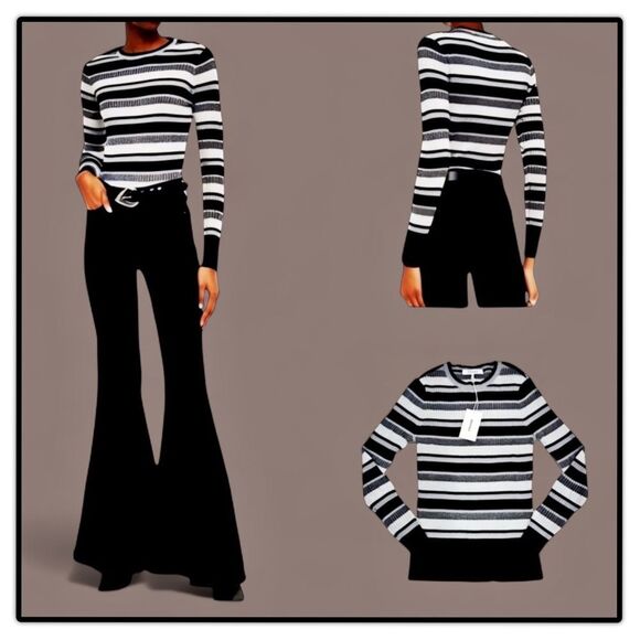 Frame Denim Metallic Striped Rib Knit Sweater - Picture 3 of 16